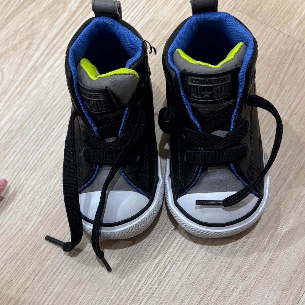 Converse for Infants Black and Gray High-Top Sneakers